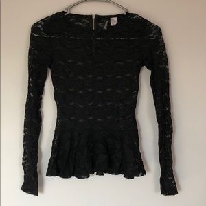 Longsleeves Black Lace Peplum Top.